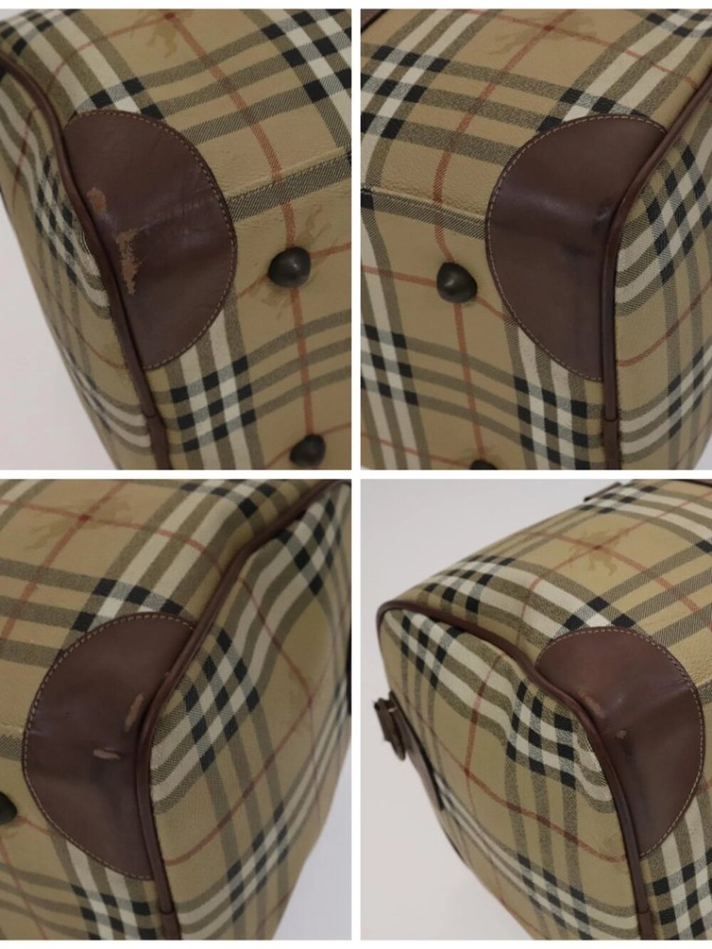 Burberrys Nova Check Boston Bag PVC Leather 2way Beige Auth ac3563 - Picture 14 of 16